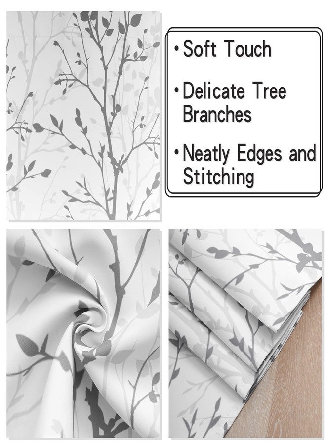 Luvyohmee Grey Short Kitchen Curtains 30 Inch Length, Tree Branch Rod Pocket Bathroom Curtain Tiers, 2 Panels Small Window Curtains for Cafe/Basement/RV/Camper/Bay Window, W25 xL30 - Image 3